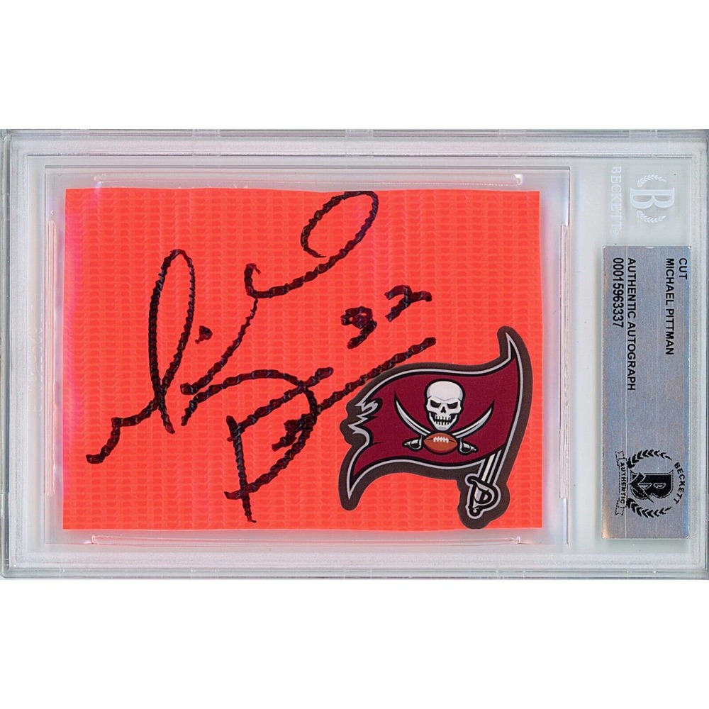 Michael Pittman Autographed Football Pylon Tampa Bay Buccaneers Beckett Slab COA